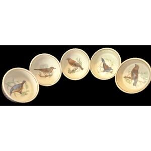 5 Bird Ramekins Lourioux Fireproof Porcelain France LE FAUNE 3½ 4oz Bird Collect